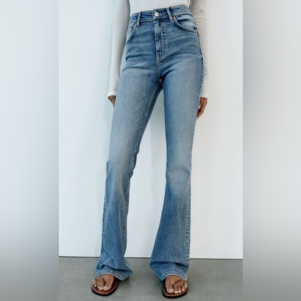 Zara Blue Flare Wide Leg Denim